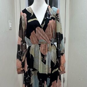 Lulus Wondrous Water Lilies Floral Maxi Dress Size S